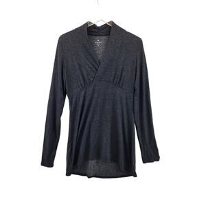 Athleta Long Sleeve Tunic Top Charcoal Gray Shimmer Surplice Neckline Size Small
